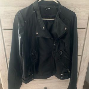 Black Fashion Nova Zip Leather Moto Jacket Sz 1X